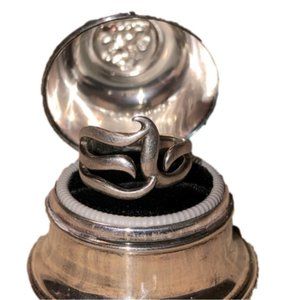 VINTAGE Sterling Silver 925 ‘CMM’ Mexico Wide Swirly Heavy Ring Size 8.5